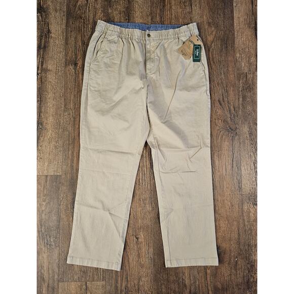 L.L. Bean Pants Khaki Lakewashed Chino Stretch Standard Fit NEW Mens Large 30" - Picture 1 of 9
